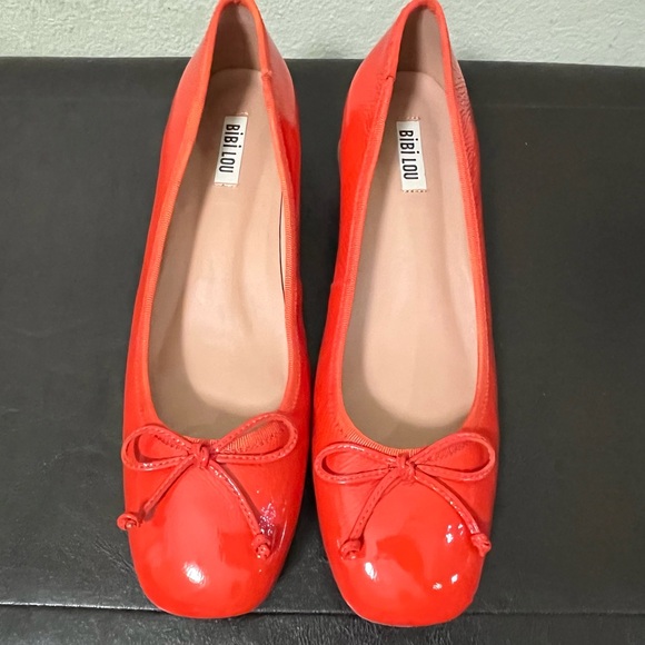 Anthropologie Bibi Lou Heeled Ballet Pumps Red 41 EU 10 US - Picture 6 of 16